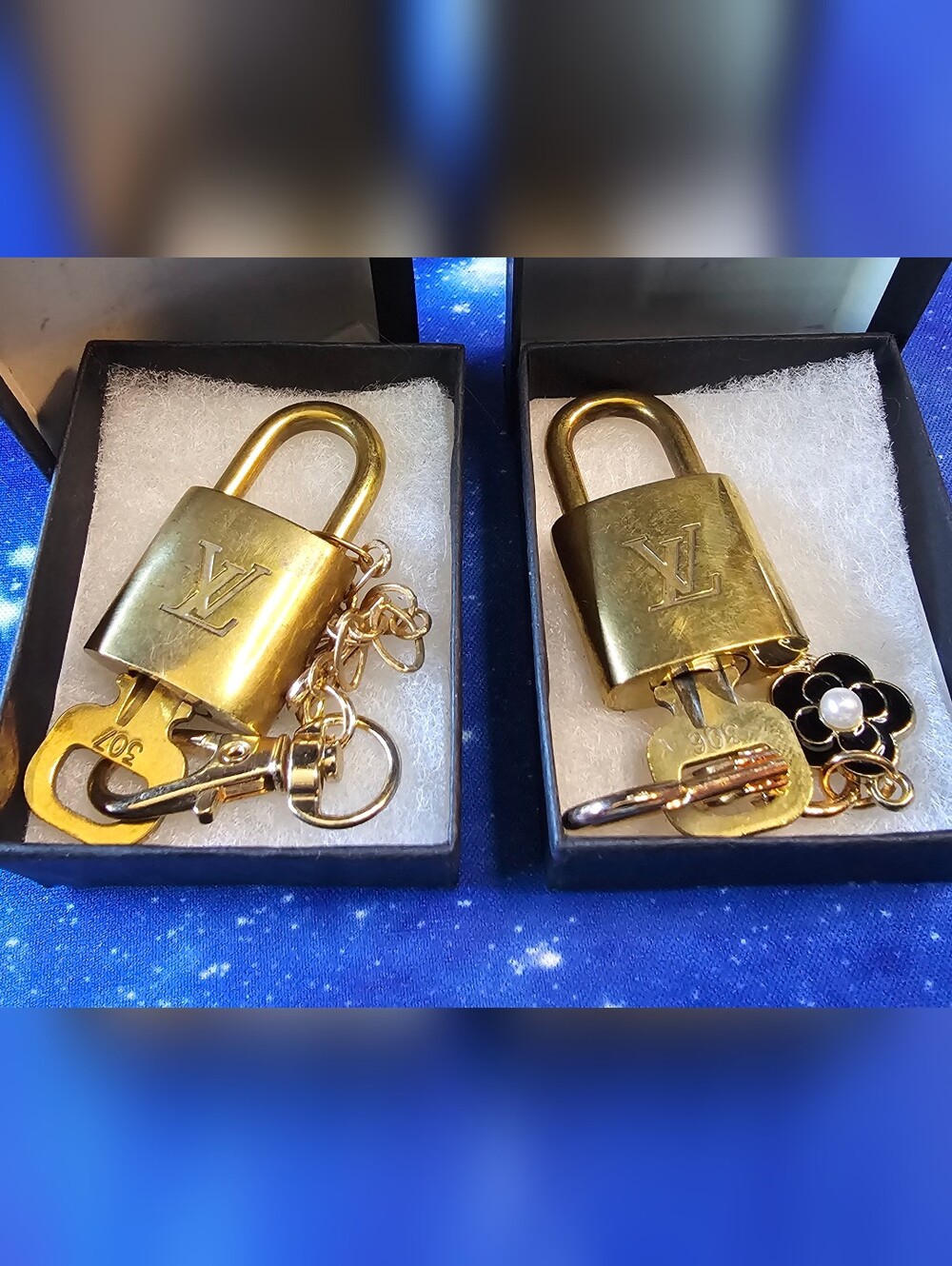 Louis Vuitton Gold Padlocks With Keys and Charms #306 & #307